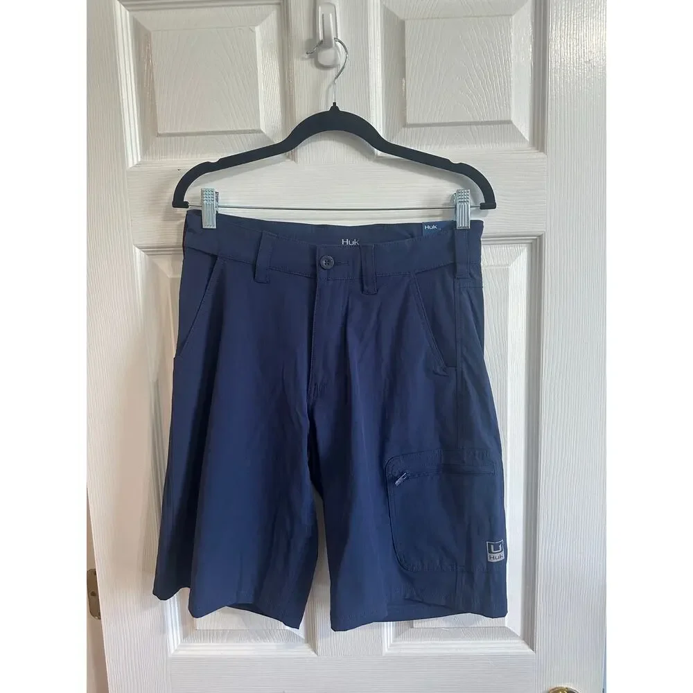 Huk NWT Next Level 10.5 Inch Shorts Sz S Fishing Navy Blue Outdoor Athletic